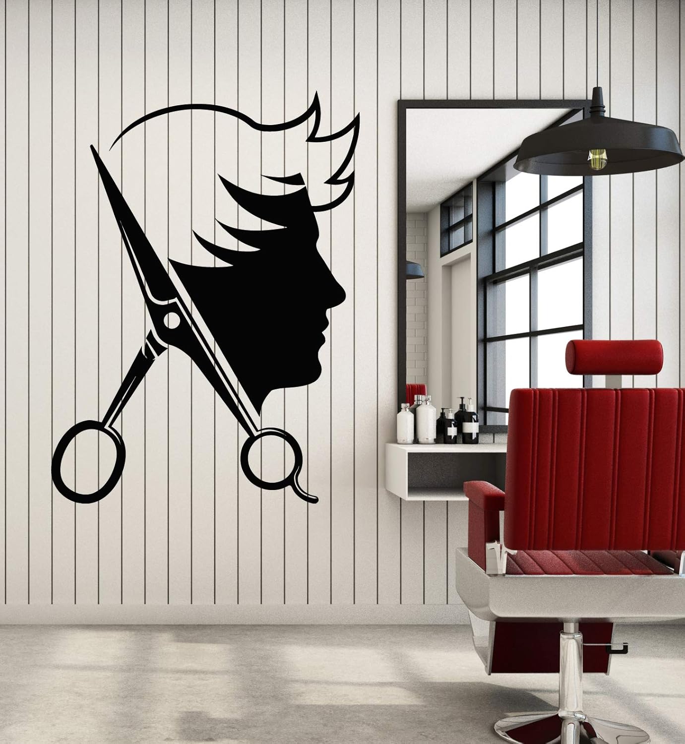 Amazon Com Vinyl Wall Decal Scissors Man S Hair Cutting Tools