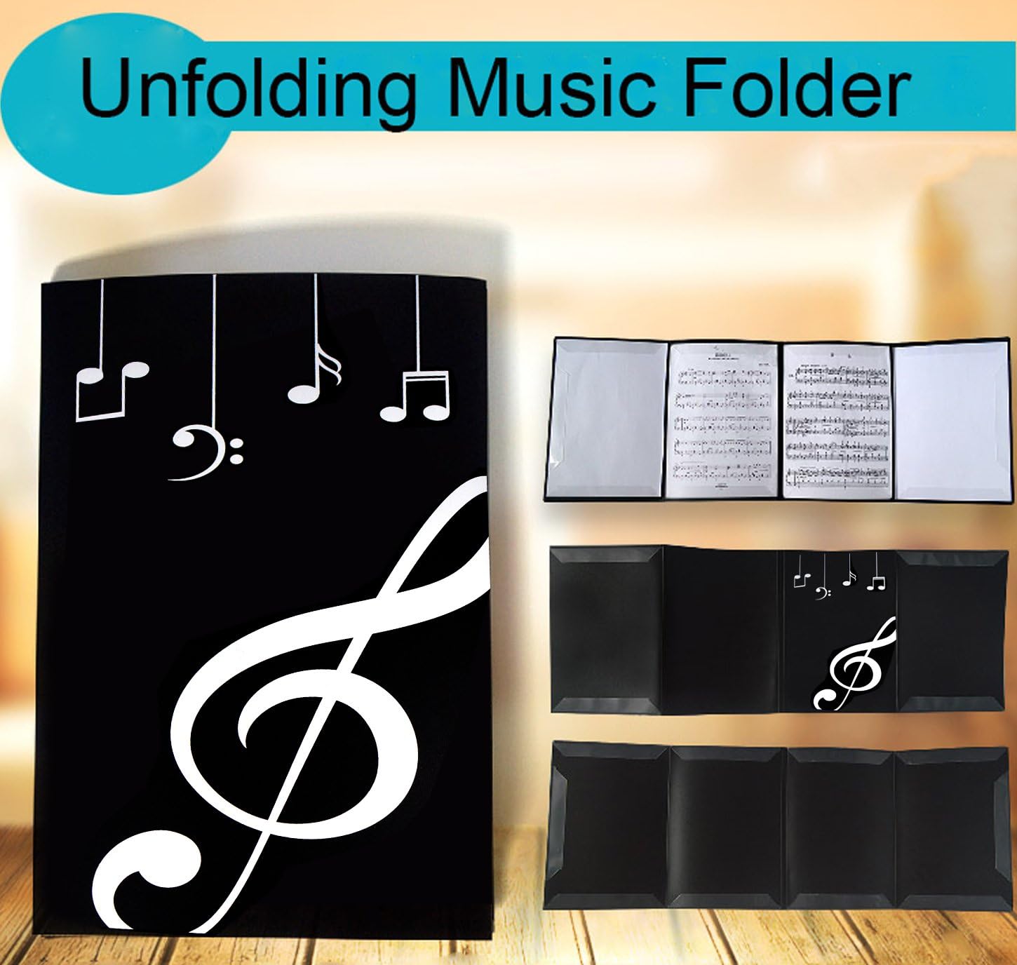 Presentation Folder Unfold Music Holder Glossy Six Pages.(Black