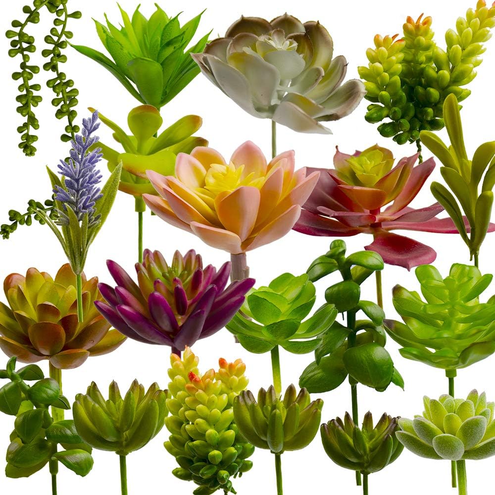 20 Pack Artificial Succulent Plants, TANOKY Unpotted Mini Fake Succulents Plant, Realistic Feaux Succulent Plants Unpotted for Patios and Home Decor (Green)