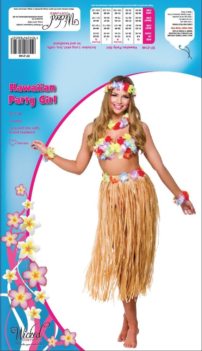 Hawaiian Girl Skirt & Leis Fancy Dress Ladies National Dress Womens Costume  Set - BigaMart