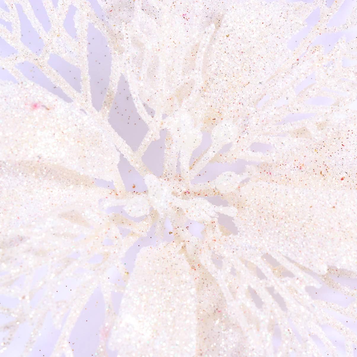 TOYANDONA 12pcs Glitter Poinsettia Christmas Artificial Flowers Christmas Tree Floral Ornaments Decorations Xmas Tree Pendant Wreath Filler (White) - Image 5
