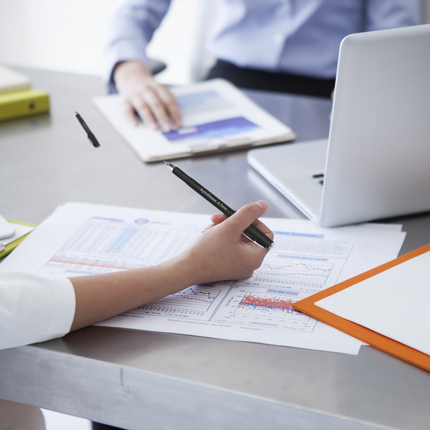 Kyinflose Pens, Smooth Gel Ink Roller Ball Pens, Fine Point, Black, 12-Pack (0.5mm)