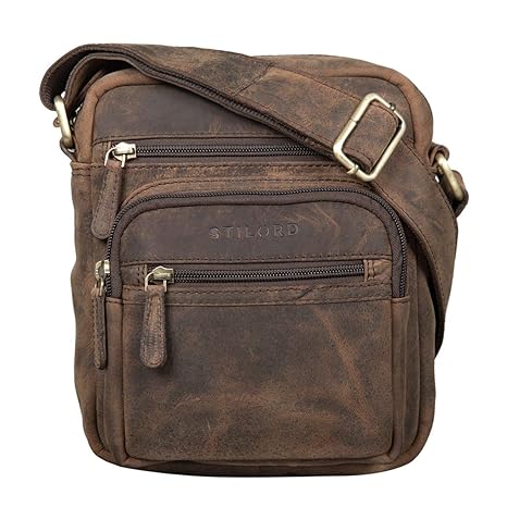 STILORD 'Fabian' Umhängetasche Leder Klein 9,7' Tablettasche für Herren Damen Hochwertiges Rinds-Leder Vintage Schultertasche