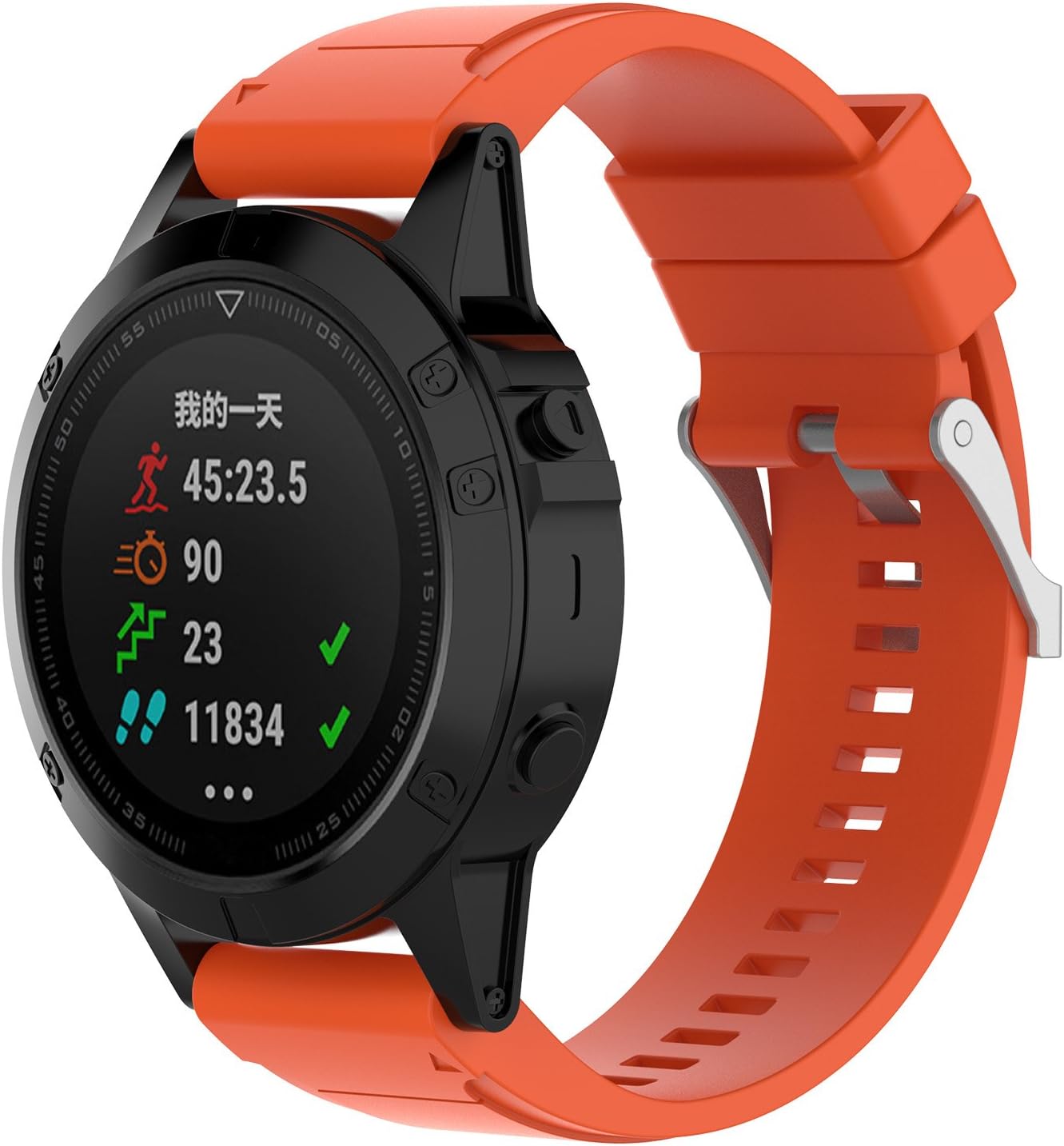 XIHAMA Band for Garmin Fenix 5, Soft Silicone Quickfit Replacement Strap Sport Fitness Bacelet Wristband for Fenix 5 GPS Smart Watch 22mm (Orange)