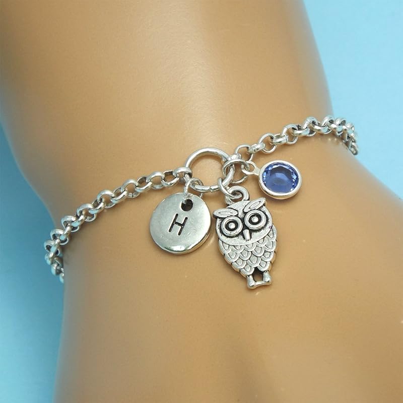 Bird bracelet Owl jewelry Silver owl bracelet Personalized owl gifts for teachers