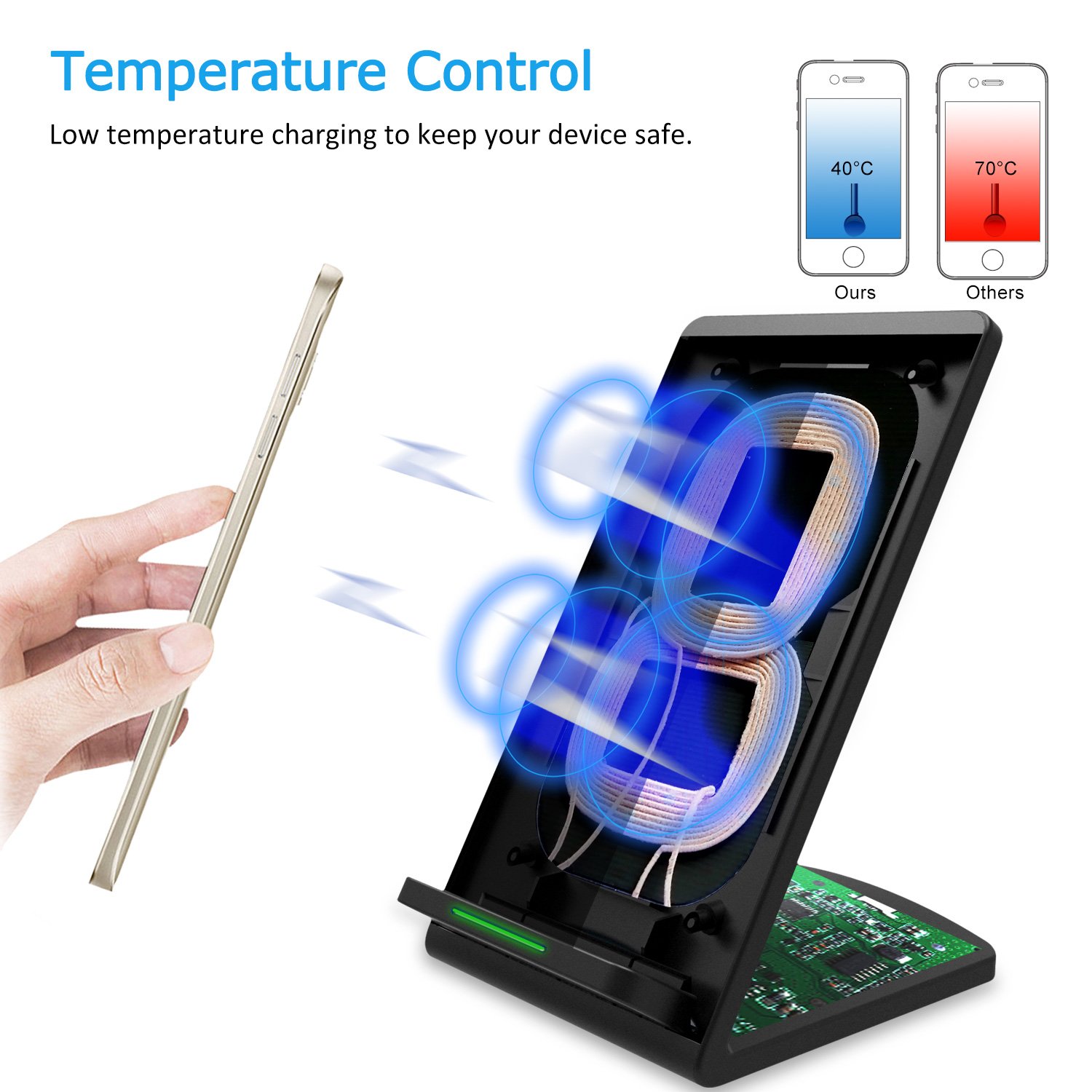 Ifecco iPhone X Wireless Charger, 10 W Fast Wireless Charging Stand for Galaxy Note 8/5 S8/S8 Plus S7/S7 Edge S6 Edge Plus, Standard Charge for iPhone X iPhone 8/8 Plus (Adapter not Include)