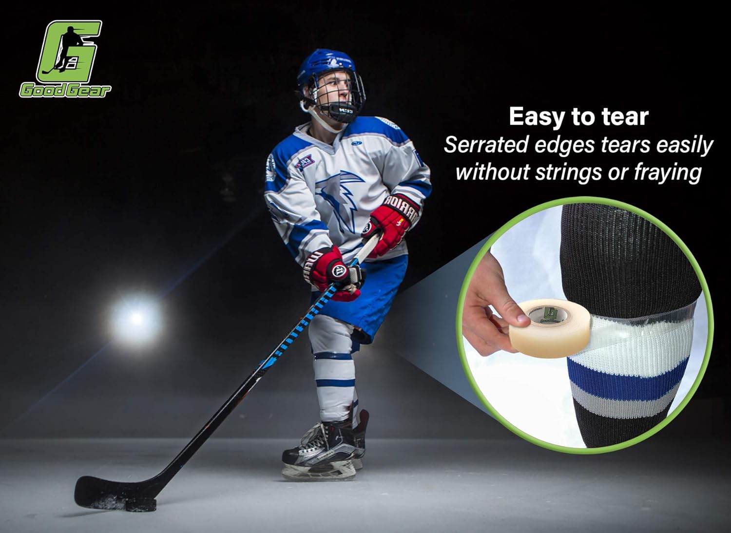 10 Pack Clear Sports Tape Hockey Tape for Socks and Gear, Easy to Stretch and Tear Shin Guard Tape by Good Gear : Sports & Outdoors