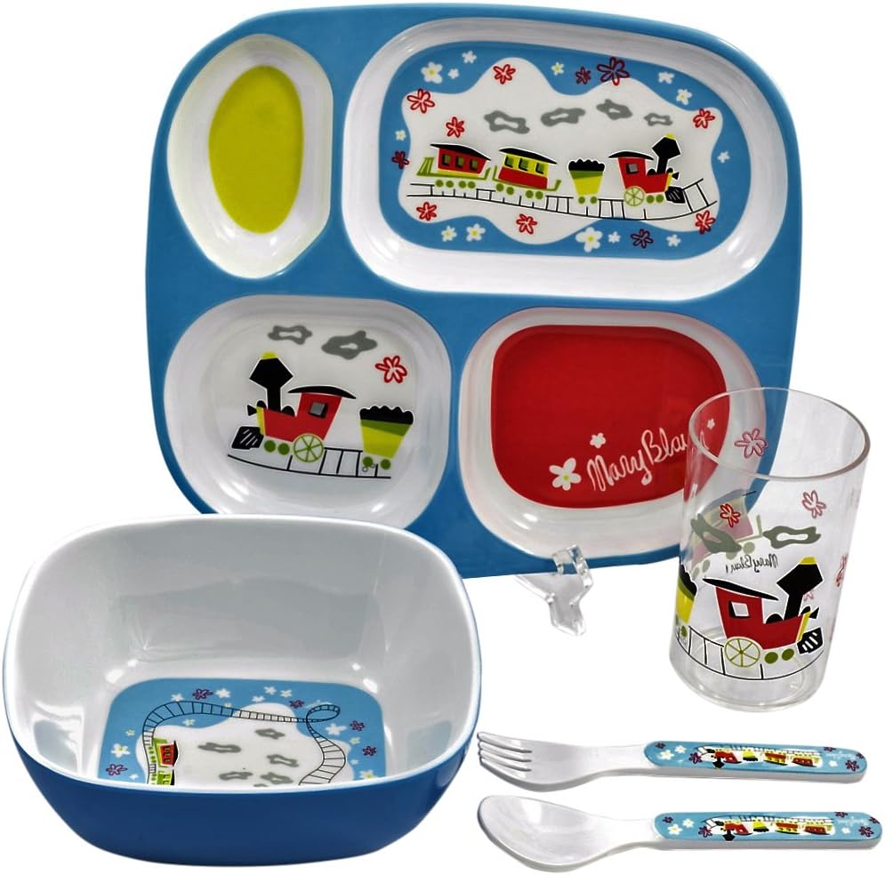 5 Piece Childrens Melamine Gift Set Trains