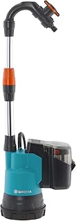 Gardena Set Regenfasspumpe 2000/2 Li-18: Tauchpumpe mit integriertem Filter, Fördermenge 2000 l/h, leistungsstark mit Lithium-Ionen Akku (1749-61)