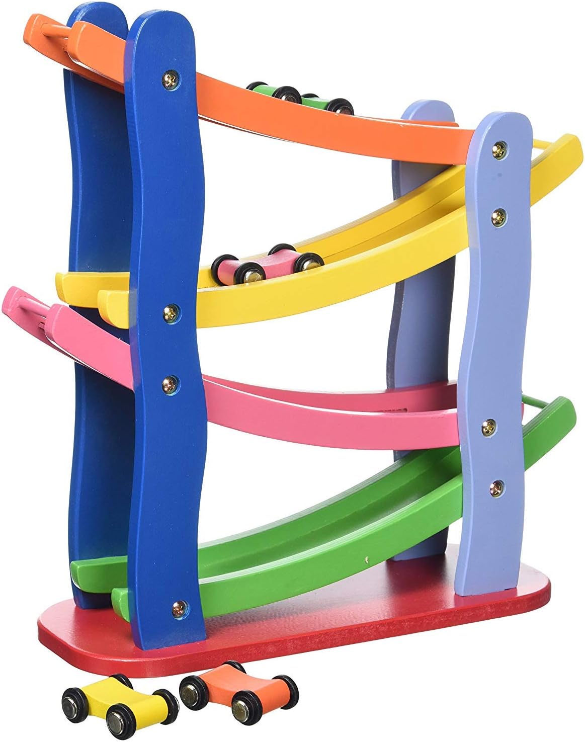 Fun World Toys Wooden Click Clack Racetrack with 4 racing cars (Click