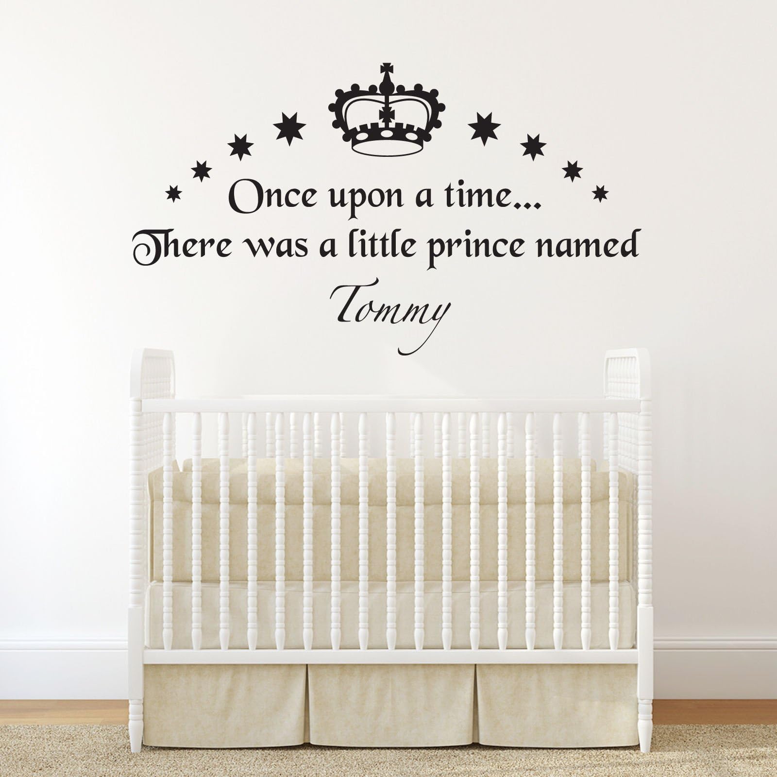 Beautiful Custom-made Personalized Boys Prince Wall Sticker Name Crown Star Decal kids Nursery Bedroom Vinyl Wall Decor Decoration