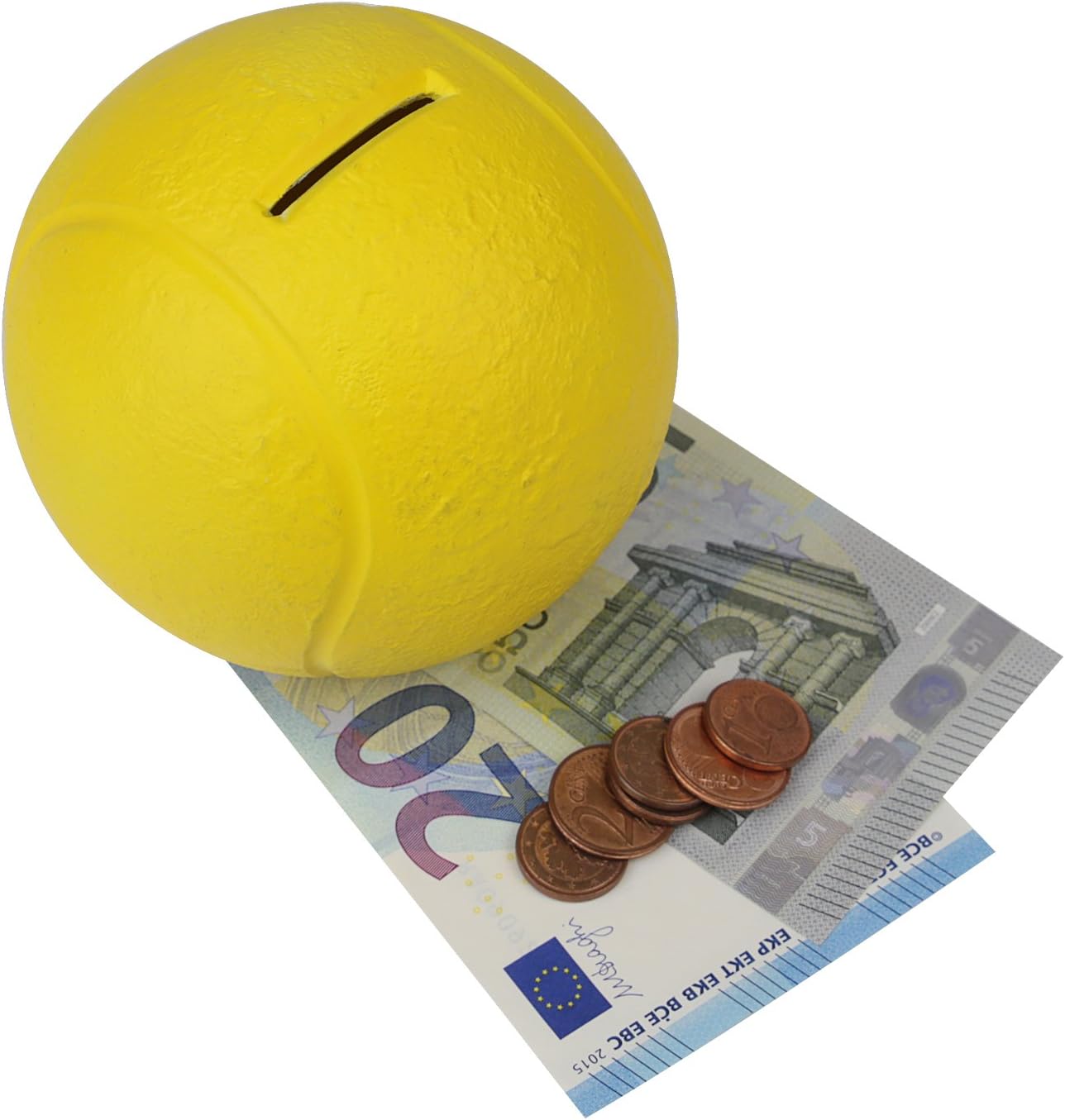 HMF 48910 Money Box, Tennis Ball, Charity Box, Donation Box, Piggy Bank, Acrylic, 10 cm Diameter, Yellow - Image 3
