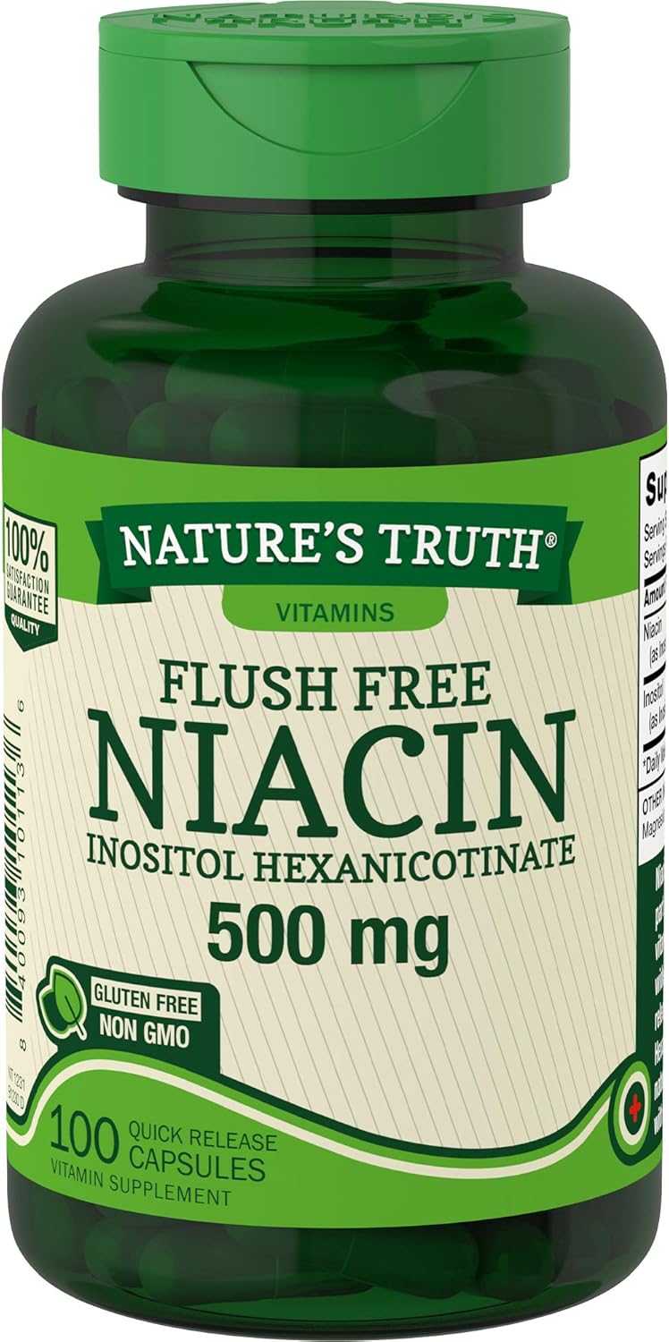 Niacin 500mg Flush Free | 100 Capsules | Non-GMO & Gluten Free | by Nature's Truth