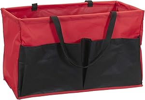 Household Essentials Red Krush Canvas Utility Tote with Pockets | Reusable Grocery Bag Black