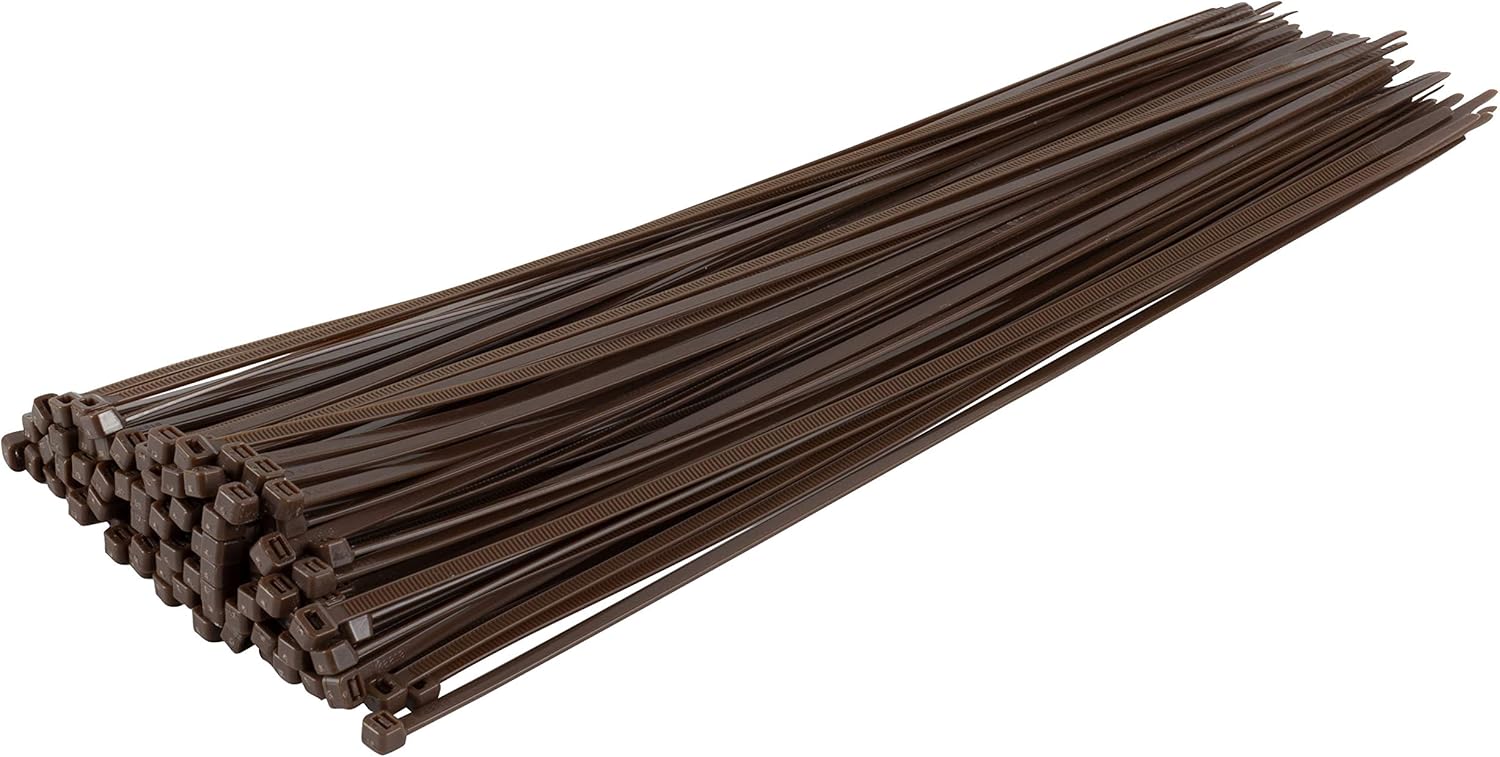 GTSE 14” Brown Zip Ties, 100 Pack, 50lb Strength, UV