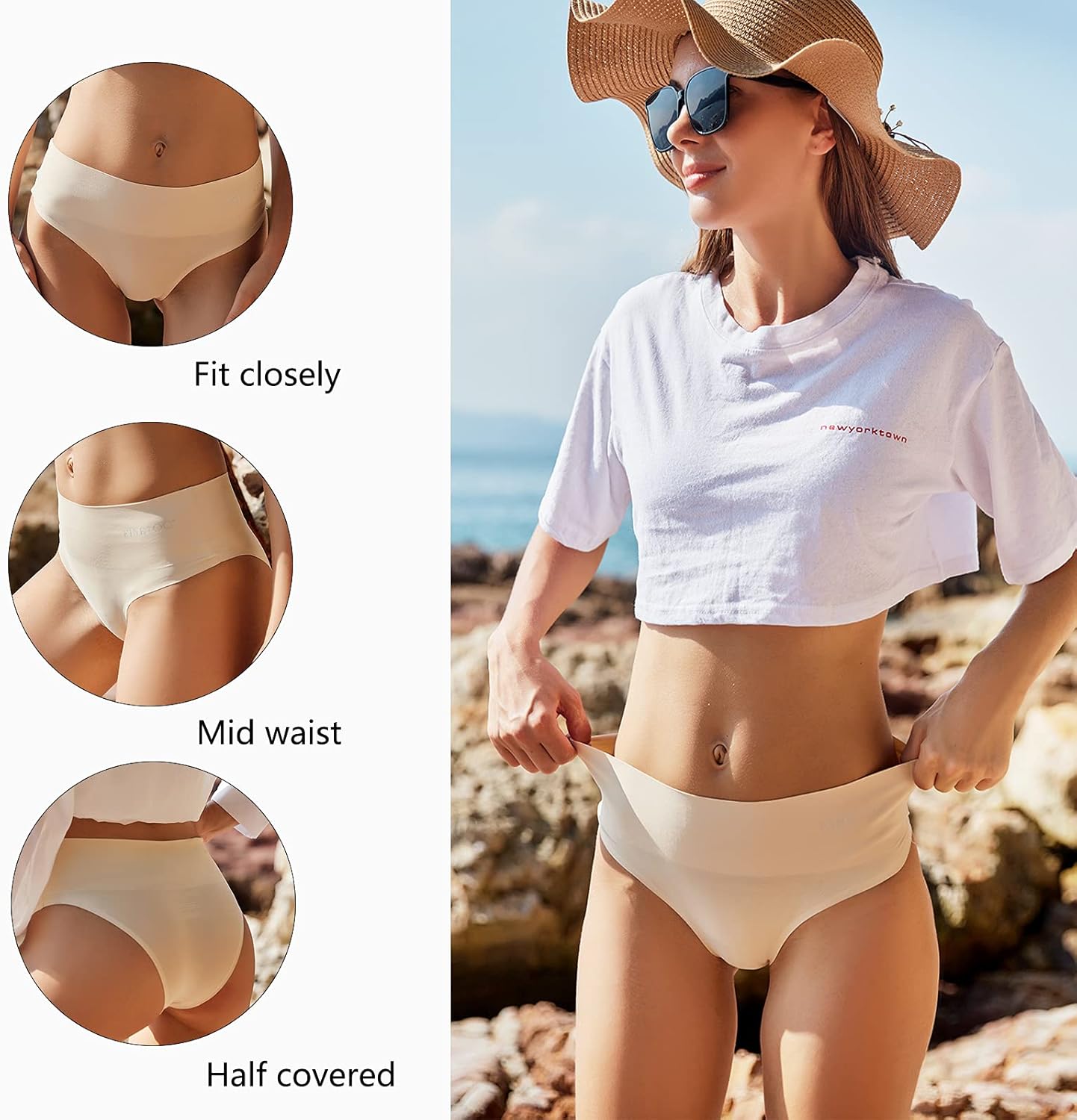 FINETOO Seamless Underwear for Women High Waisted Bikini Panties No Show Invisible Cheeky Stretch Pack of 6 at  Women’s Clothing store