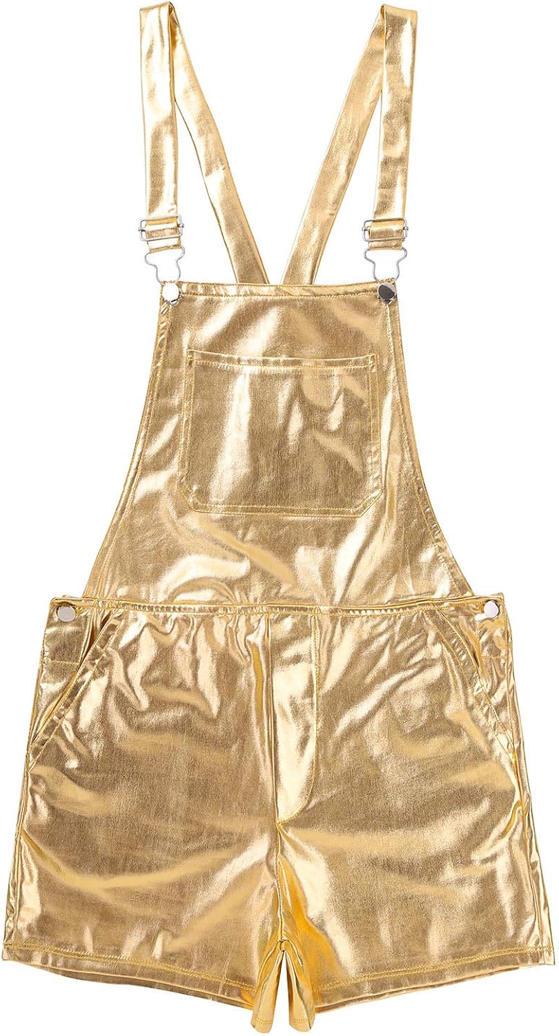 YOOJIA Herren Latzhose Metallic - Glitzer Overall Jumpsuit Für Festival & Party
