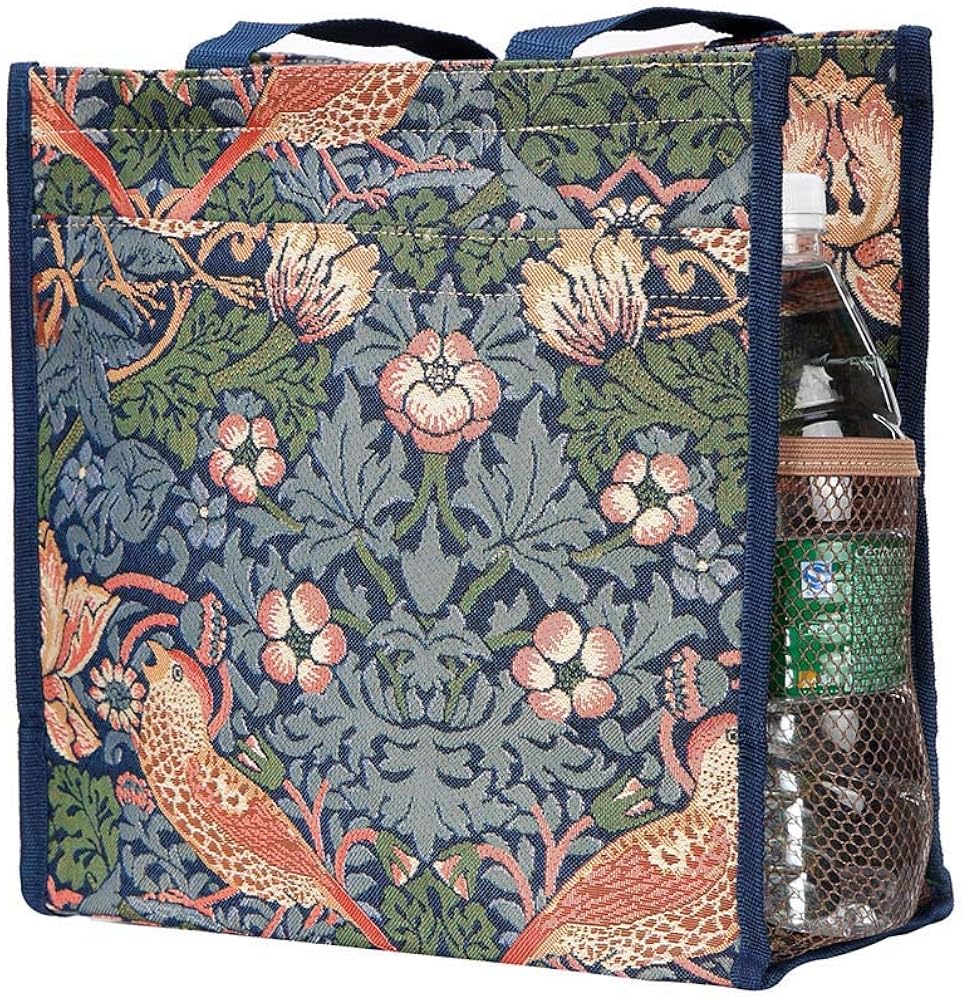 :Signare Womens Fashion Tapestry Shopper Bag Shoulder Bag in Strawberry Thief Blue Inspired by William Morris - Image 5