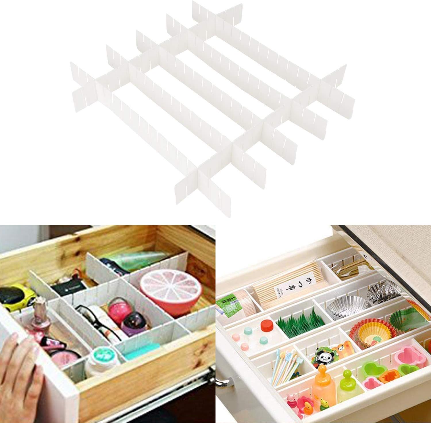 HOKIPOยฎ Shelf Dividers for Drawers, 7 Interlocking Strips, 44 X 5 cm