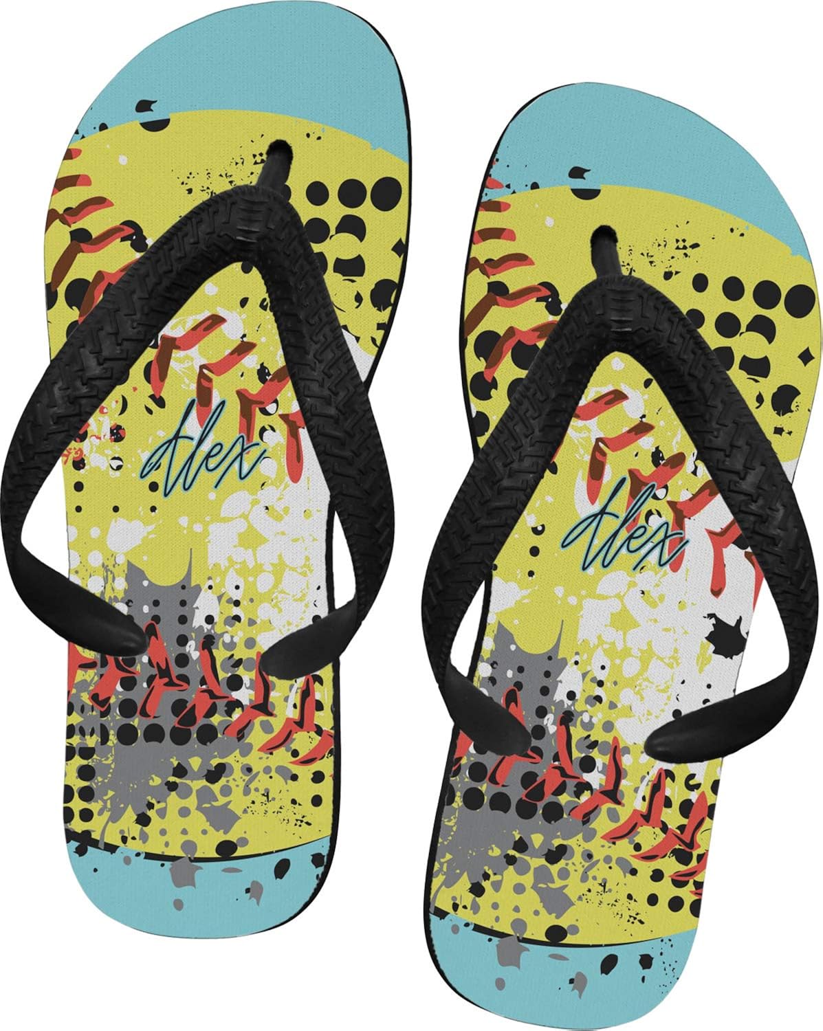personalized softball flip flops