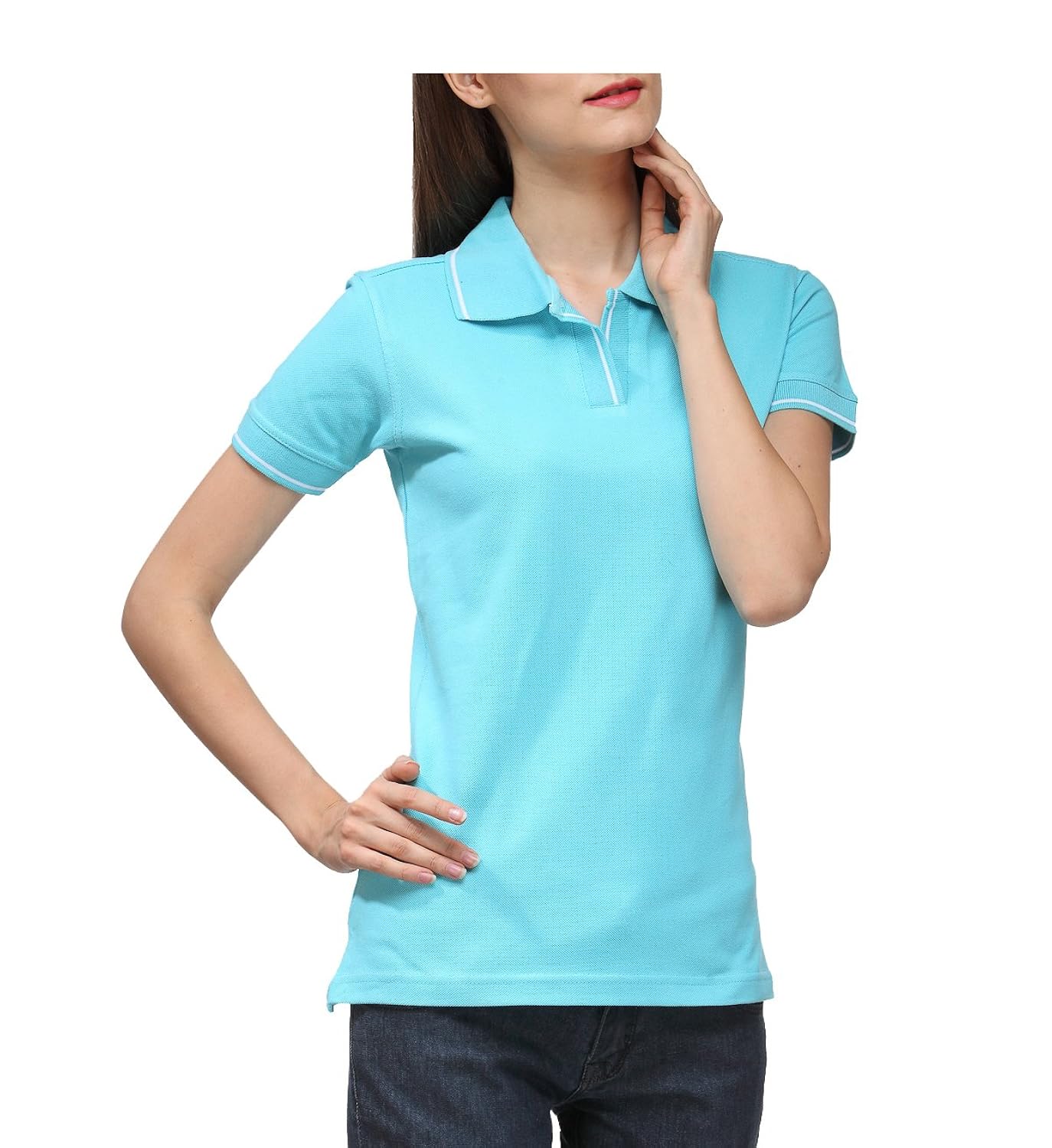 scott women's premium cotton polo t-shirt - electric blue