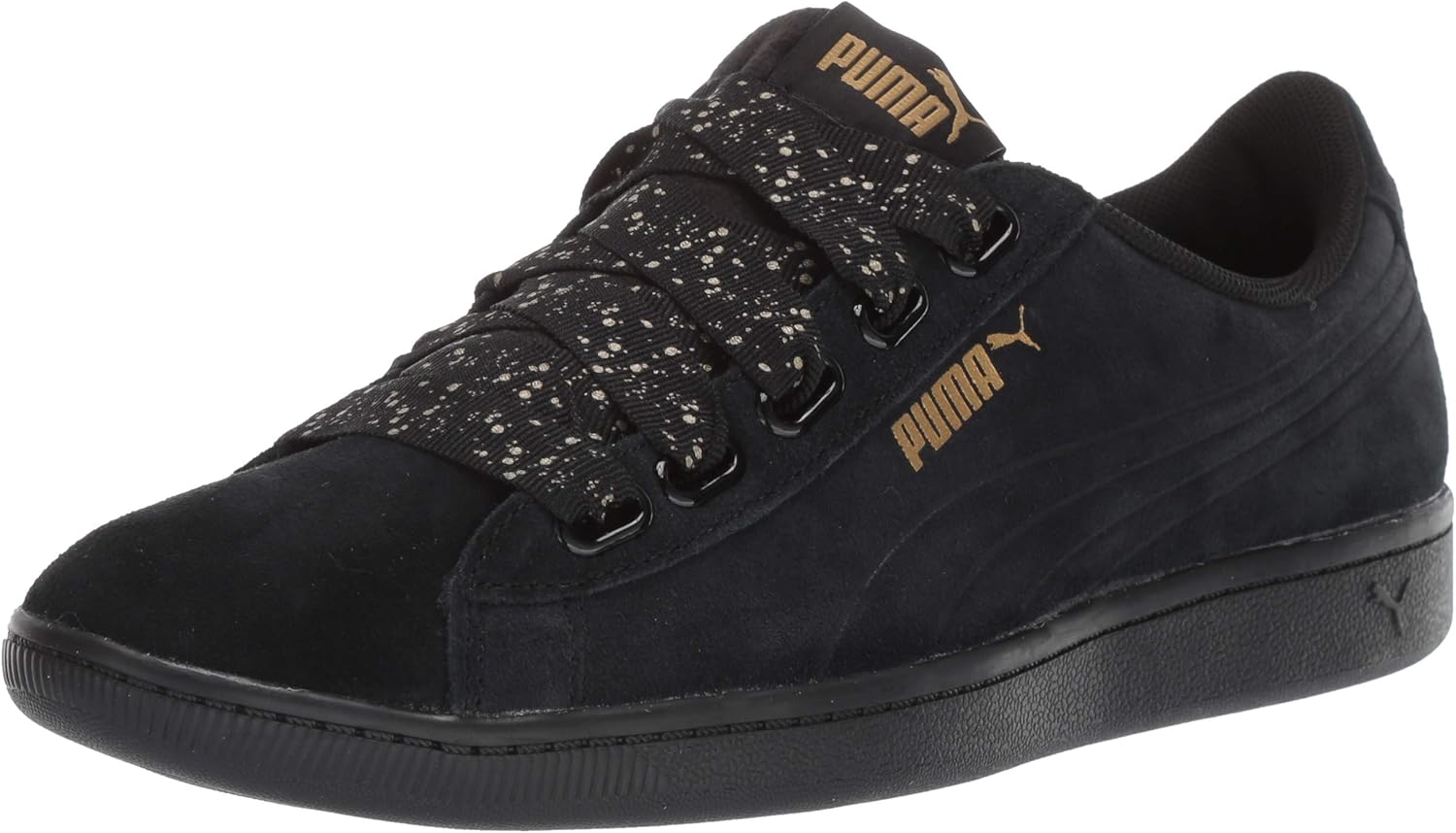 puma suede black ribbon
