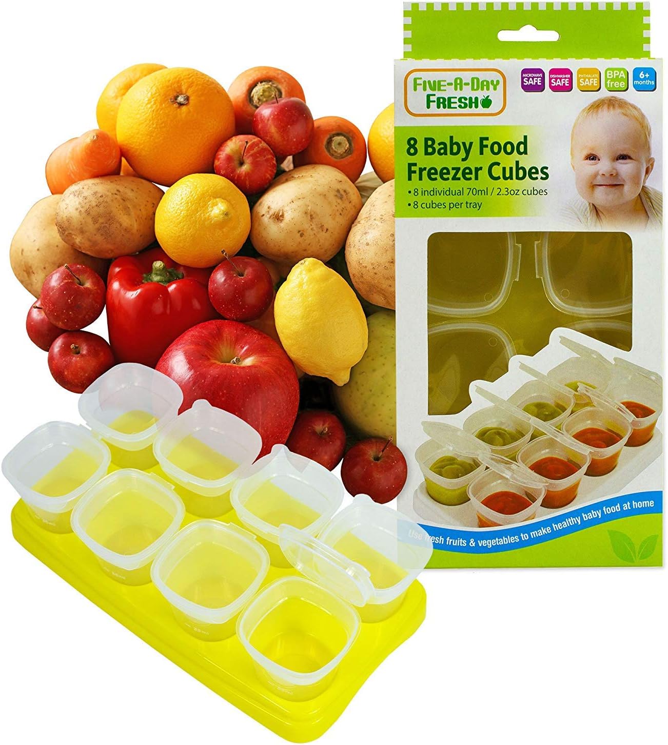 First Steps 2 X Baby Weaning Food Freezing Cubes Tray Pots Freezer Storage Containers BPA Free, White