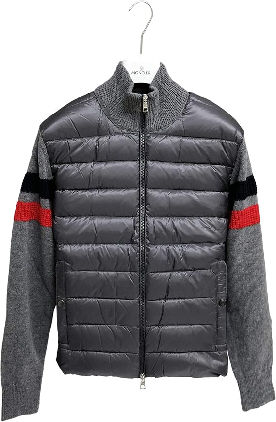 Amazon モンクレール メンズ ダウン ニット カーディガン Cardigan Tricot 9b515 00 421 921 パッド入り カーディガン グレー ハンガー付属無し 並行輸入品 カーディガン 通販