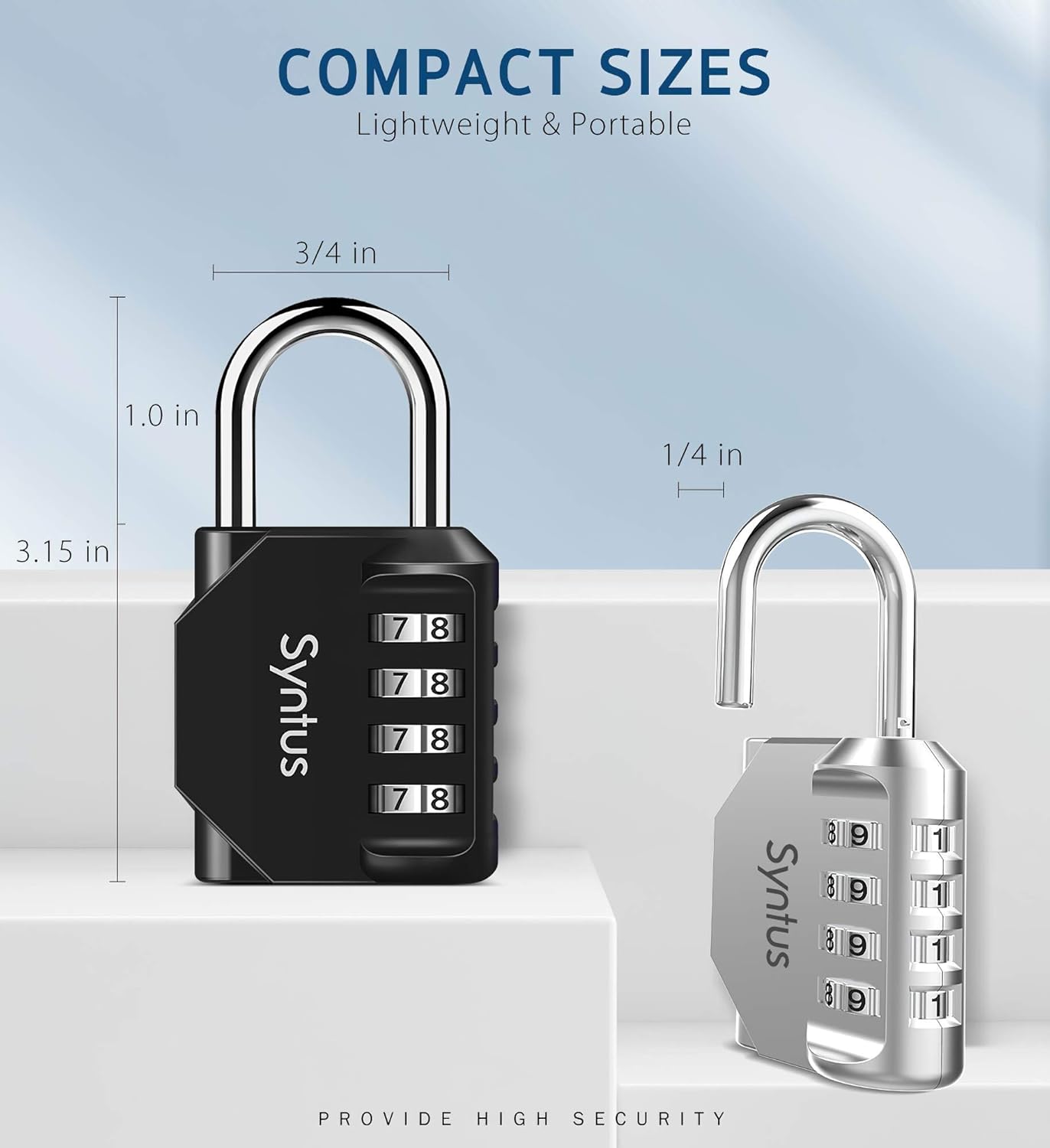 Syntus 2 Pack Combination Lock 4 Digit Padlock for School Gym Sports Locker, Case, Fence, Toolbox, Hasp Storage (Black & Silver) - - 