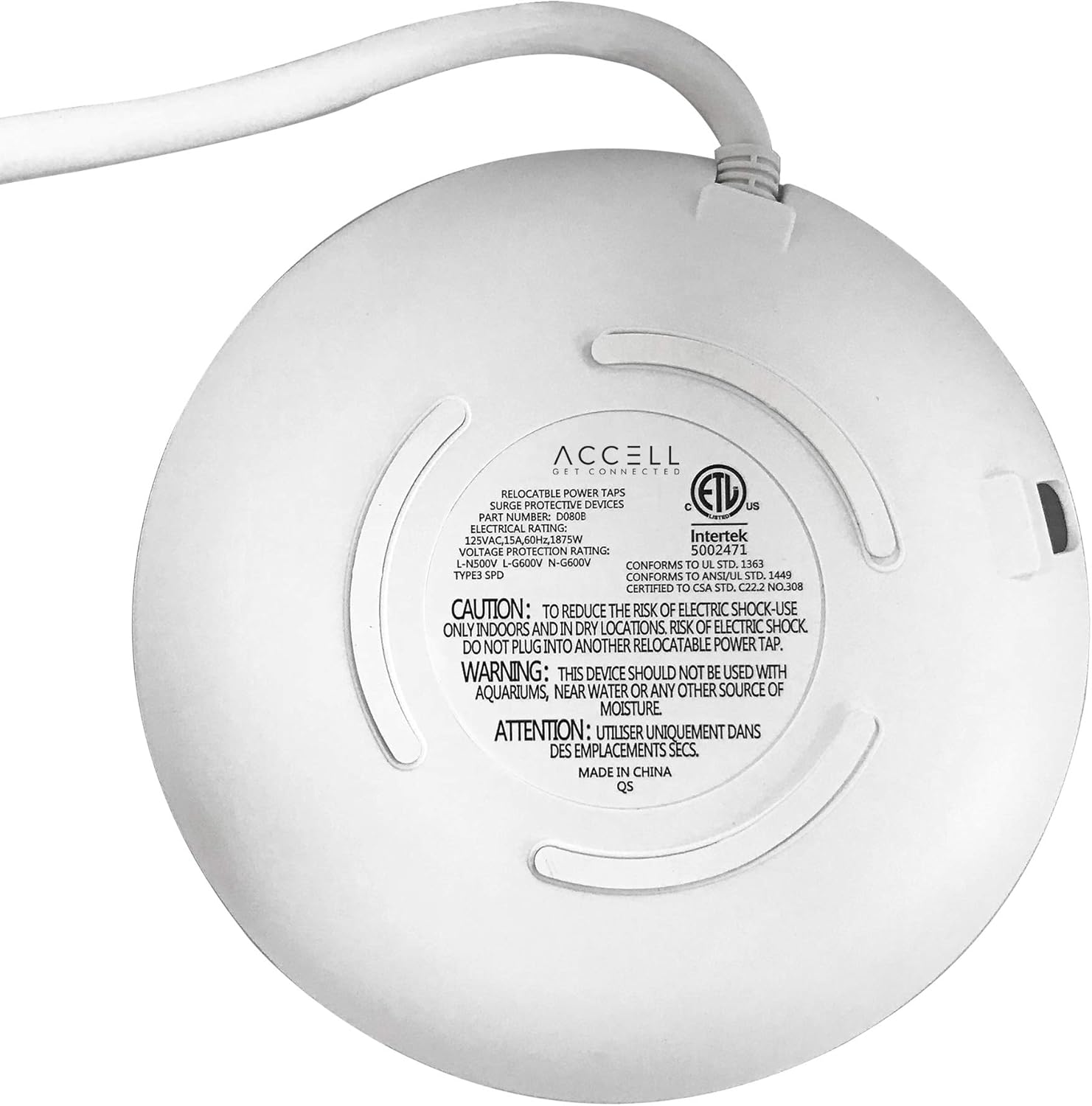 Accell Power Air - Surge Protector and USB Charging Station - White, 6 ft (1.8 m), (Model: D080B-048F): Electronics