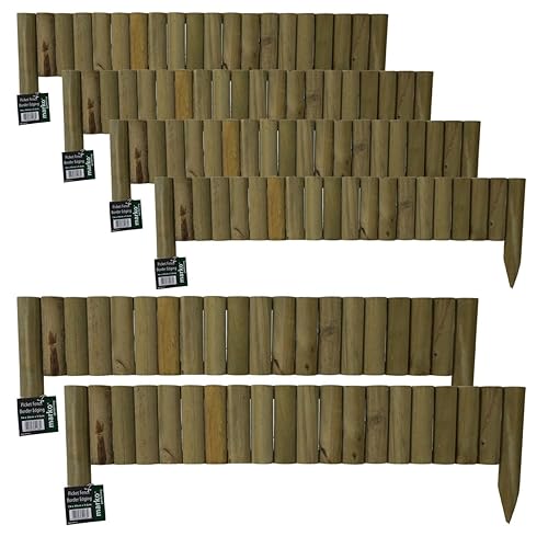 6x 1M Log Roll Border Fixed Picket Fence Edge Garden Outdoor Lawn Edging Amazon.co.uk Garden