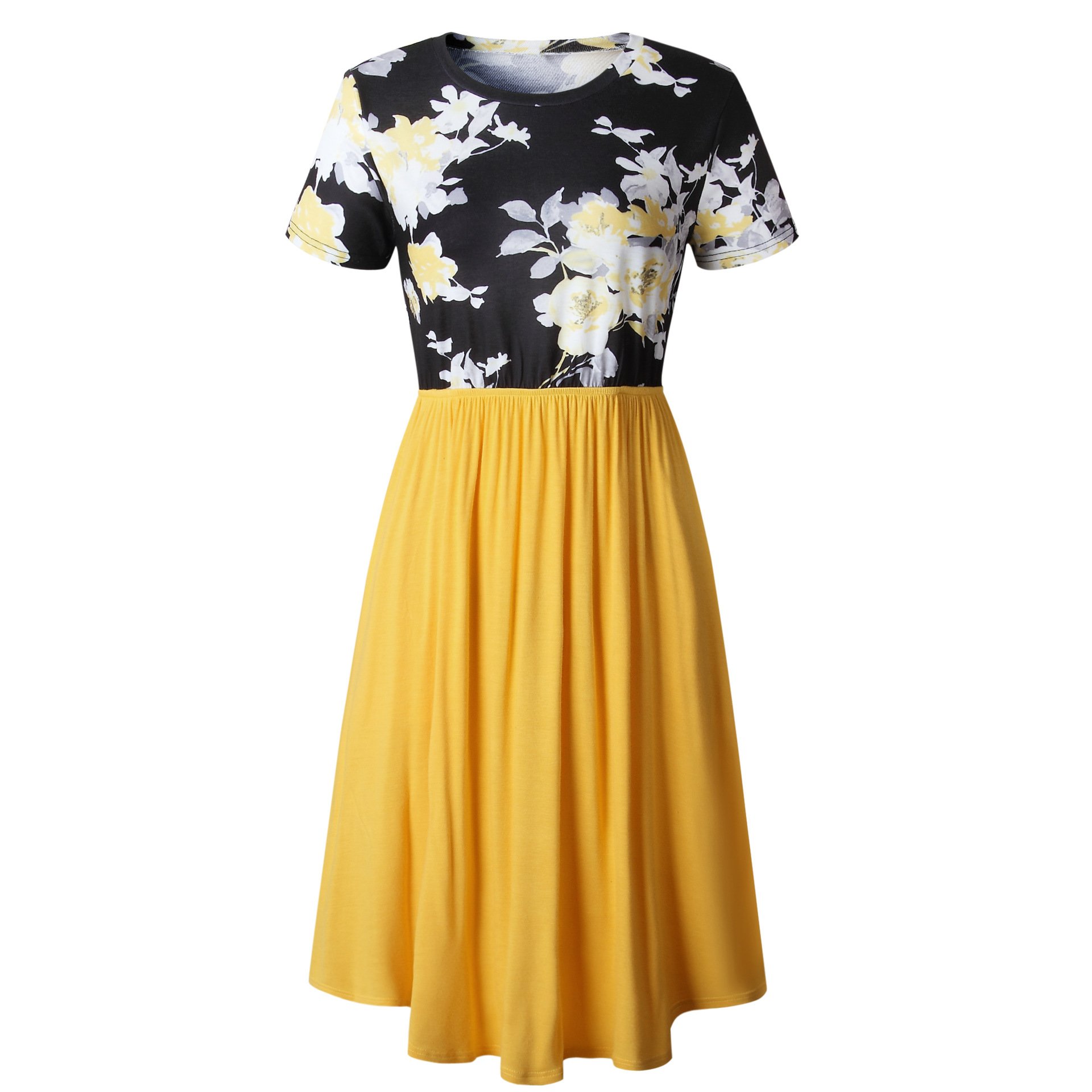 Annystore Women\'s Dress with Pockets - Summer Sleeveless Button Casual Loose Swing T-Shirt Short Dress (6038-Yellow, Small)