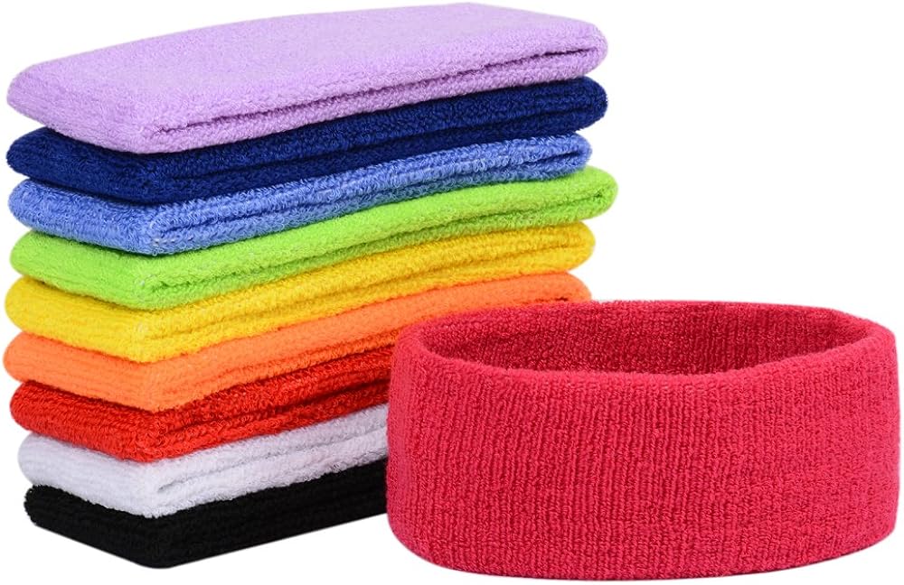 ColorYourLife 10 Colorful Sports Basketball Headbands Yoga Headbands Sweatbands