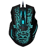 HAVIT HV-MS672 3200DPI Wired Mouse, 4 Adjustable DPI Levels, 800/1200/2400/3200DPI, 7 Circular & Breathing LED Light, 6 Buttons [ Updated Version ]