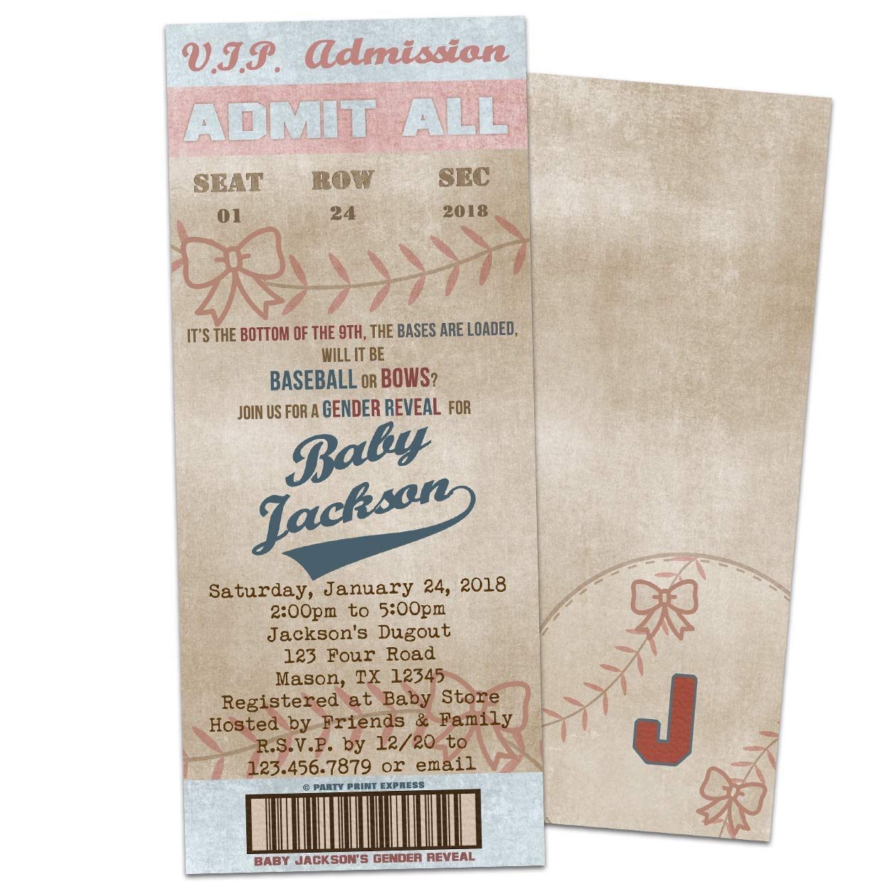 baseball ticket baby shower invitations