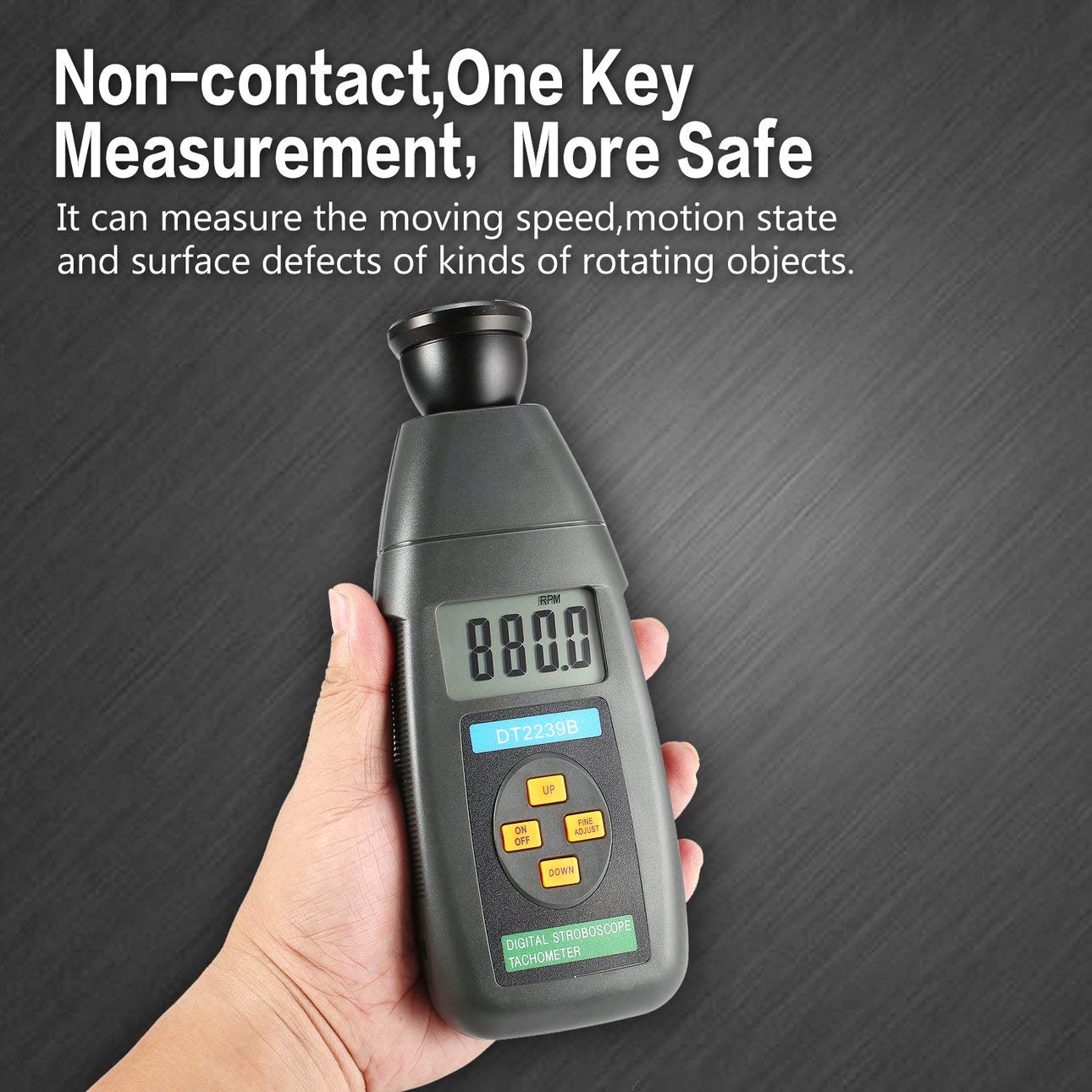 Pudincoco DT2239B Num/érique LCD sans contact Stroboscope Flash Compte-tours Photo/électrique Indicateur de Vitesse 60~19999RPM Gris