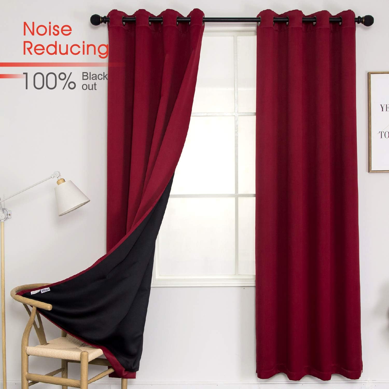 Amazon Com Thermal 100 Blackout Grommet Curtain For Room Double