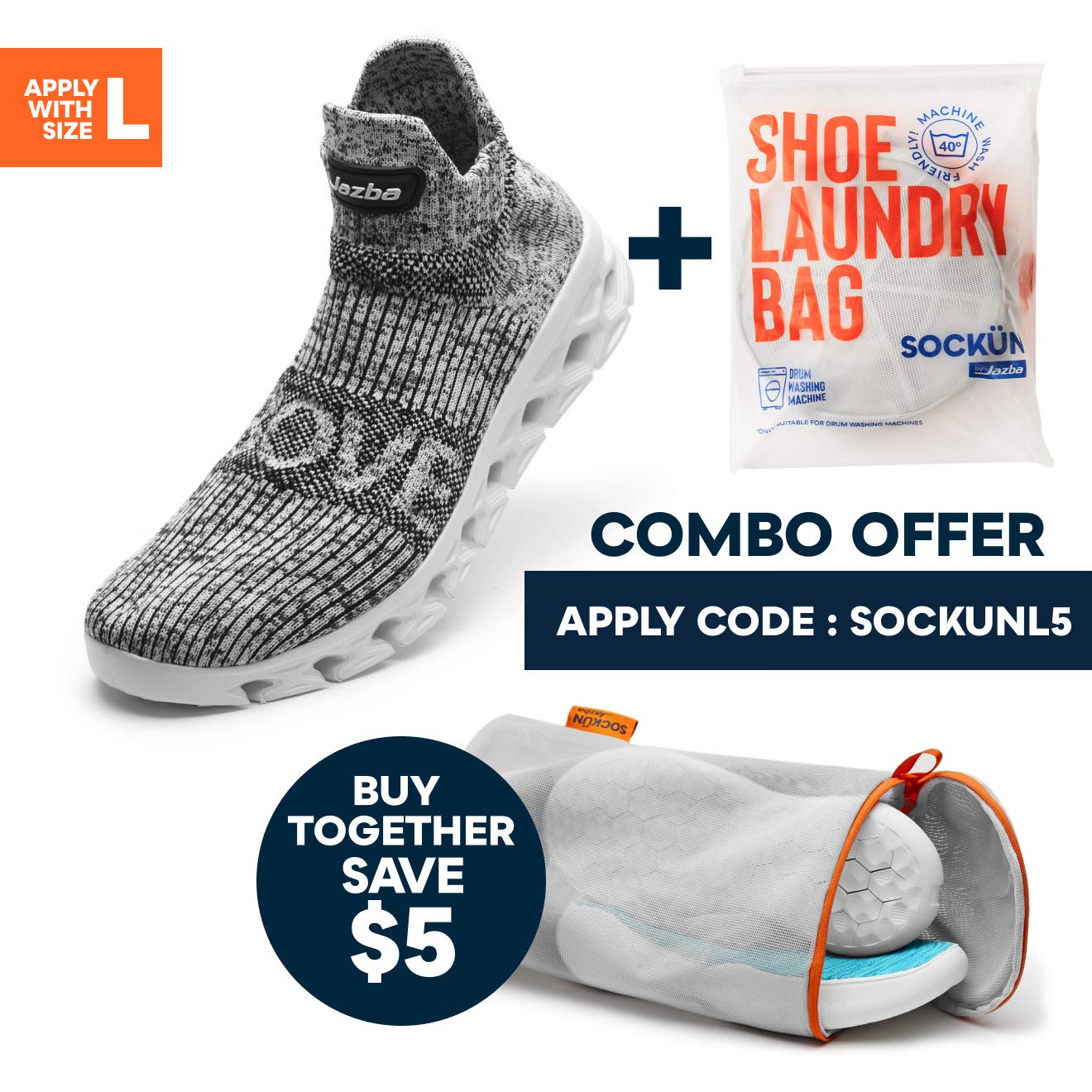 Jazba Sockun Sock Sneakers Easy On Easy Off Knitted Comfort Slip On Shoe for Men Workout Crossfit Lightweight Trainers for Yoga Travel Holiday Photography, Grey, Euro 42/US 9