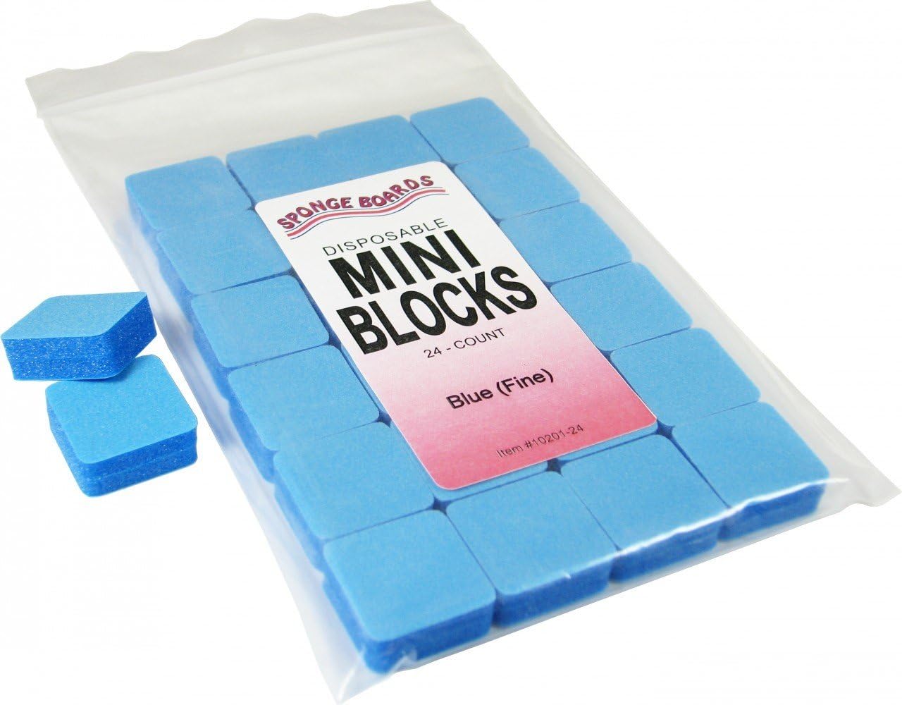 Sponge Board Foam Mini Blocks, 180 Grit, 1 Inch By 1 Inch, 24 Pack (Blue Fine)