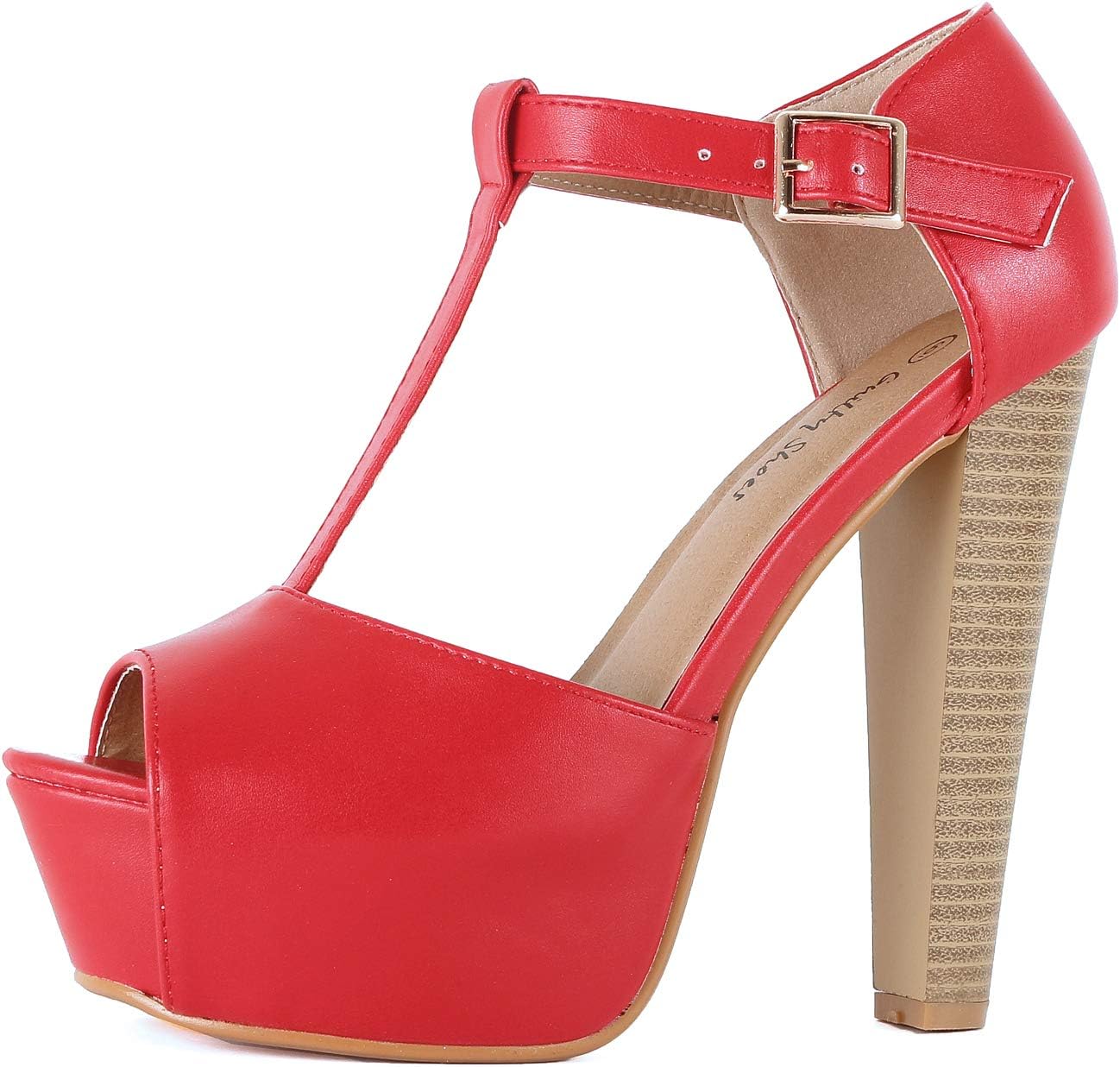 Guilty Heart Women's Peep Toe Platform Sandal Pumps Open Toe Ankle Buckle T-Strap Extreme Evening Party Dress Sandal