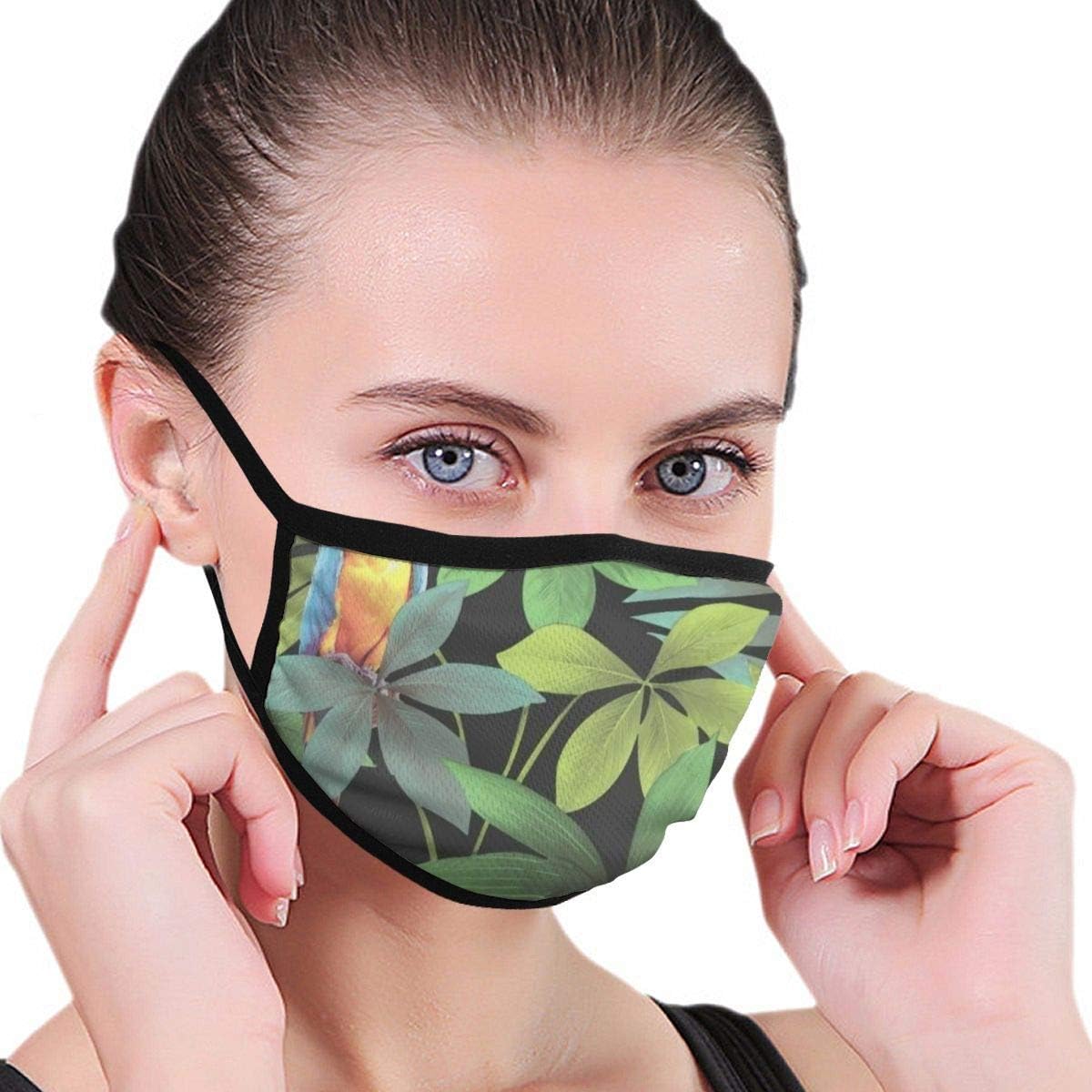 Daawqee Mouth Mask,Rainforest Jungle Songbird Parrot Mouth Covers, Sanitary Mask, Keep Warm In Cold, Protection From Dust, Germs, Allergies, Smoke, Pollution, Ash, Pollen For Men Women