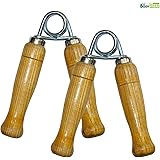 Body Maxx Wood Hand Grip Set, Pack of 2 (Brown)