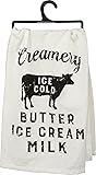 Primitives by Kathy Creamery Ice Cold Butter Ice Cream Milk Cotton Kitchen Towel -28-in