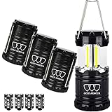Gold Armour Brightest Camping Lantern (UPGRADED EMITS 350/500 LUMENS!) 4 Pack LED Lantern - Camping Equipment Gear Lights for Hiking, Emergencies, Hurricanes, Outages, Great Gift Set