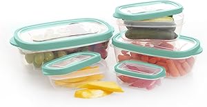 BINO 10-piece Rectangular Plastic Food Storage Set, Mint