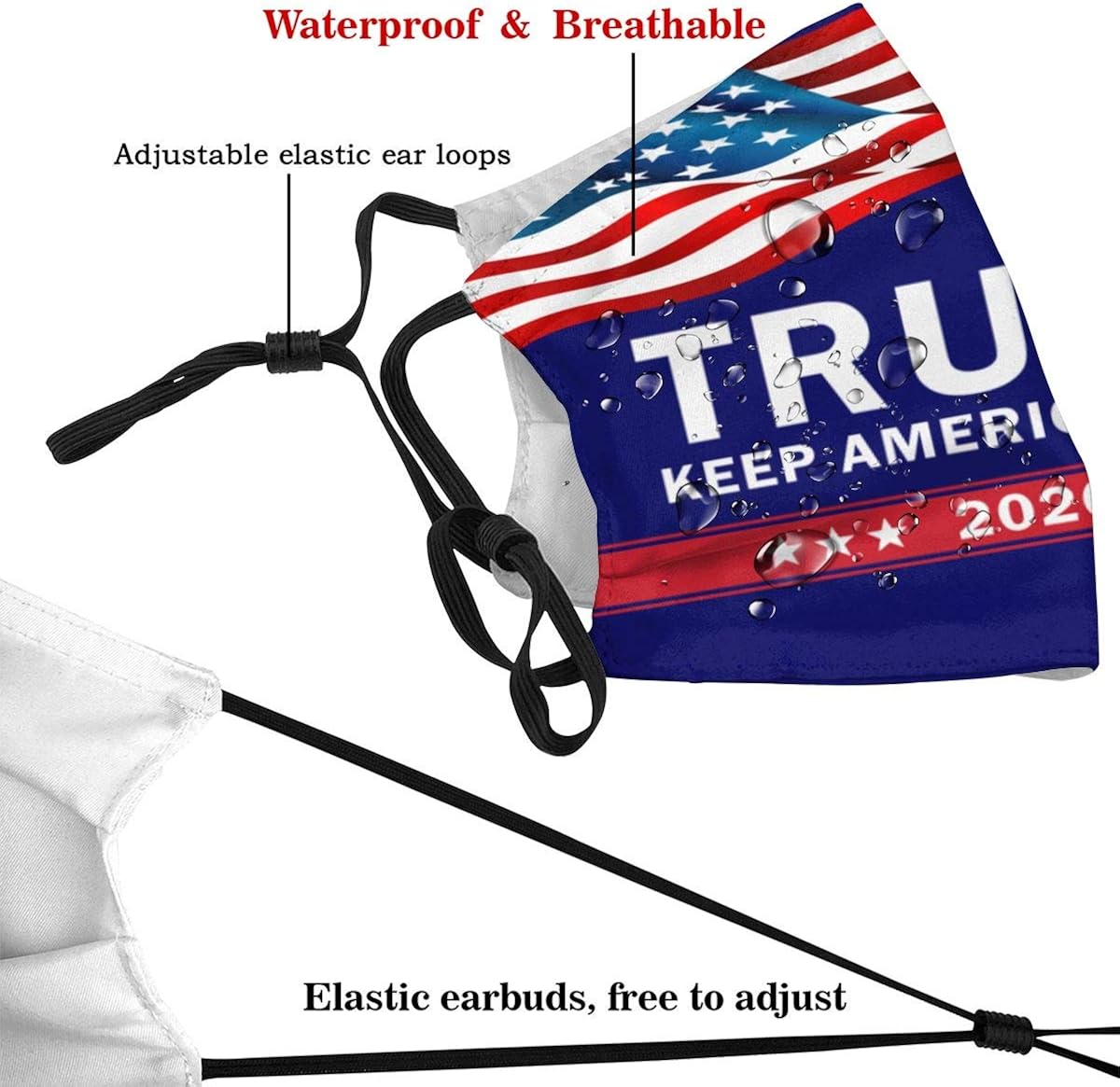 LaXie Unisex mask, with Two Replaceable Protective 5-Layer Activated Carbon Filters, M-Shaped Nose Clip Bandana Shield for Adult Men Women 1 PCS - Trump: Clothing