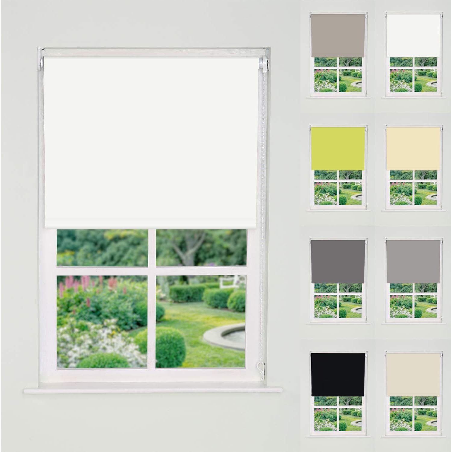 Creative Home Interiors Thermal Blackout Roller Blinds Up To 60cm - 240cm TRIMMABLE (White, 95cm x 165cm (37.4" x 65"))