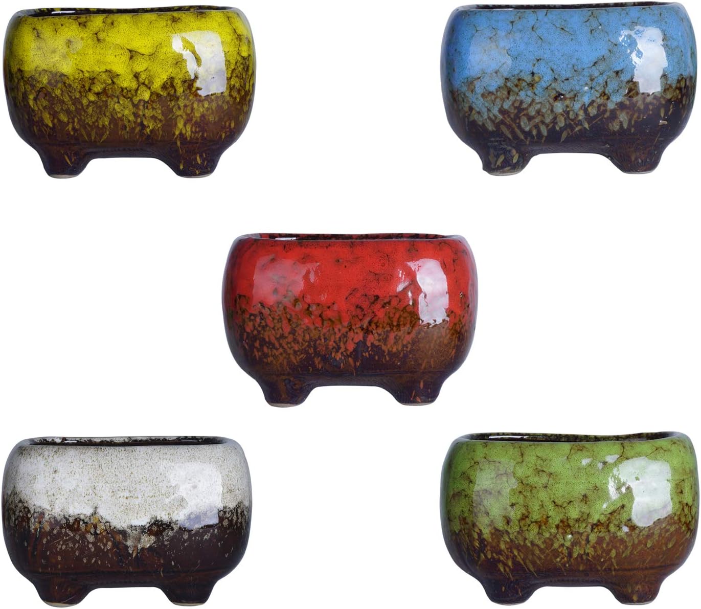 ARTKETTY Succulent Plant Pots - 12 CM Ceramic Cactus Plant Pots with Drainage Hole Small Flower Plant Pots for Indoor/Outdoor Pack of 5 - Image 3