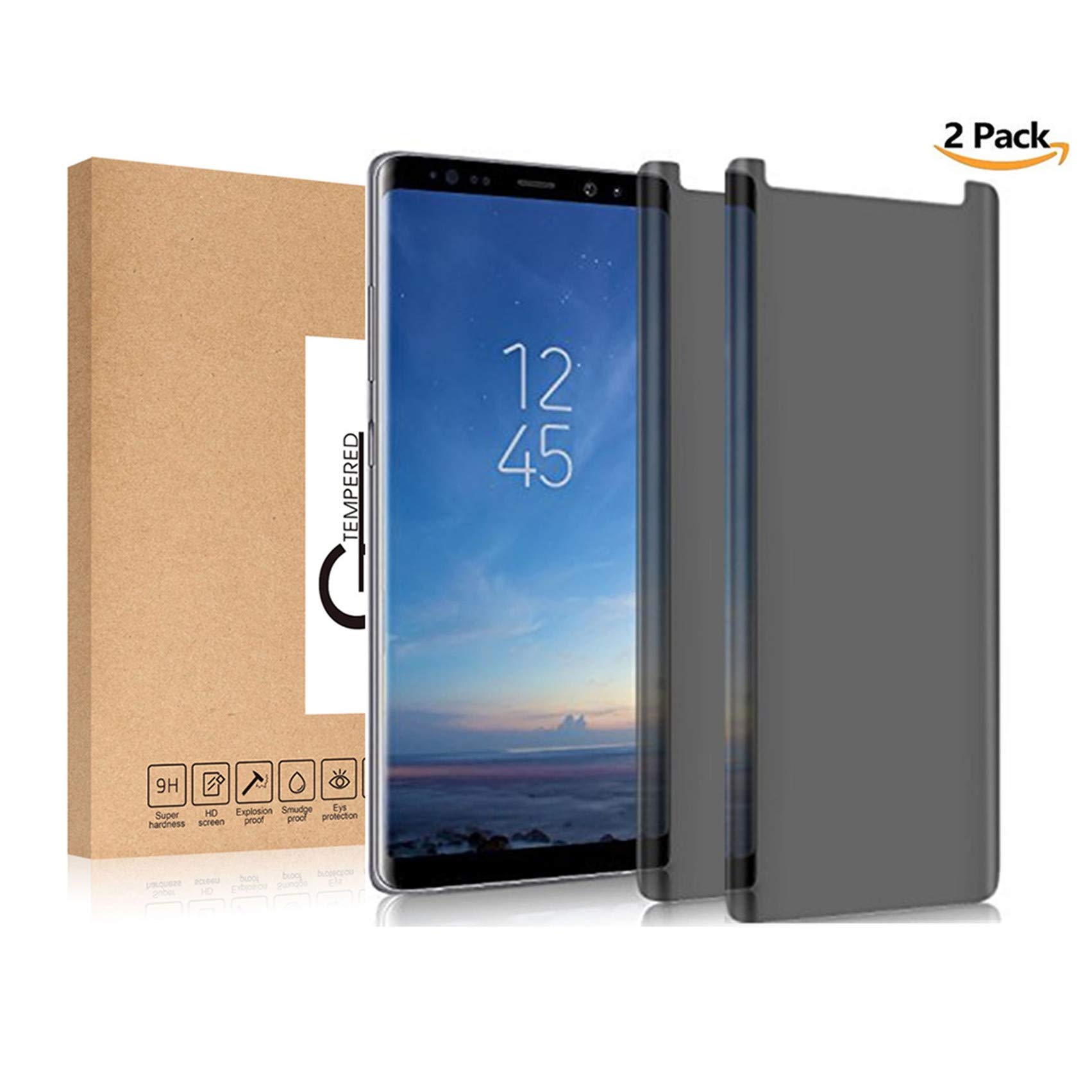 Samsung Galaxy Note 8 Privacy Screen Protector Tempered Glass,VIEE [9H Hardness][No Bubble][Anti Peeping] Privacy Tempered Glass (Note 8 Black)