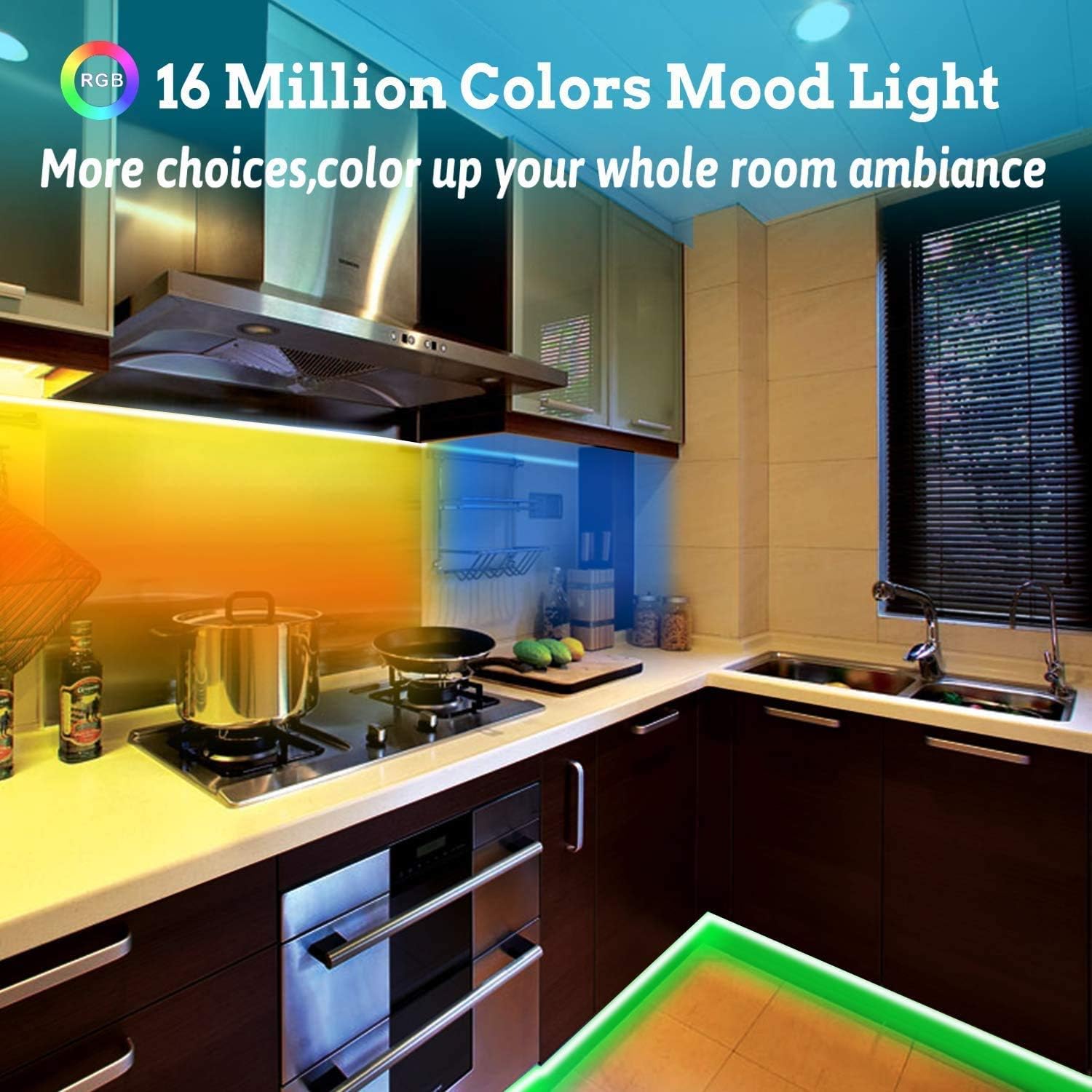 Tenmiro 65.6ft Led Strip Lights, Ultra Long RGB 5050 Color Changing LED Light Strips Kit with 44 Keys Ir Remote Led Lights for Bedroom, Kitchen, Home Decoration: Home Improvement